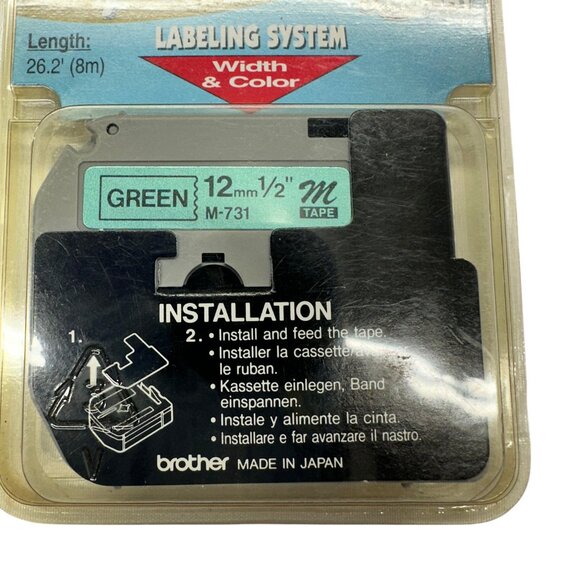 Brother P-touch M731 Black On Green Label Maker Tape (Set of 3) - Picture 5 of 7